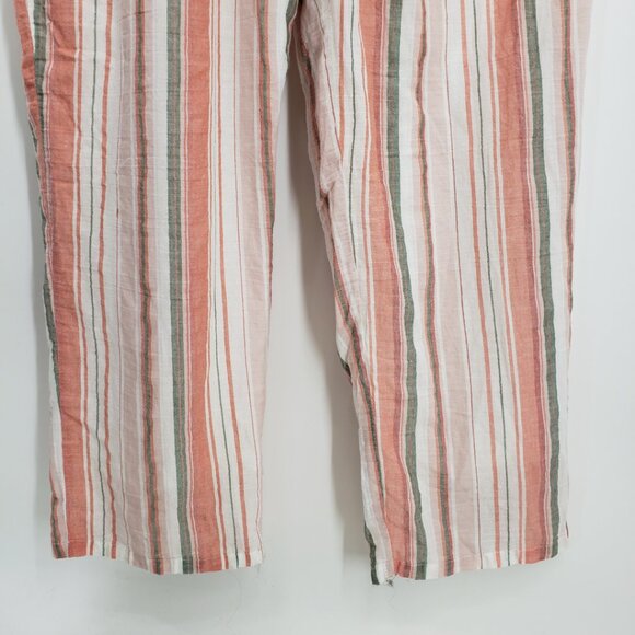 Roolee Brixton Striped Jumpsuit Pants L‎ Straight Leg Ankle Cotton Orange White - Picture 6 of 11